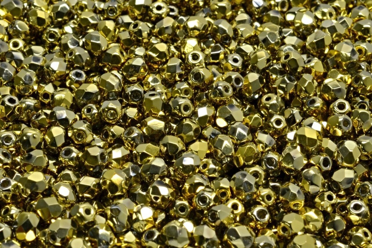 4mm Czech Fire Polish Round Bead, Full Dorado, 50 pieces